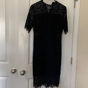 Black lace midi dress